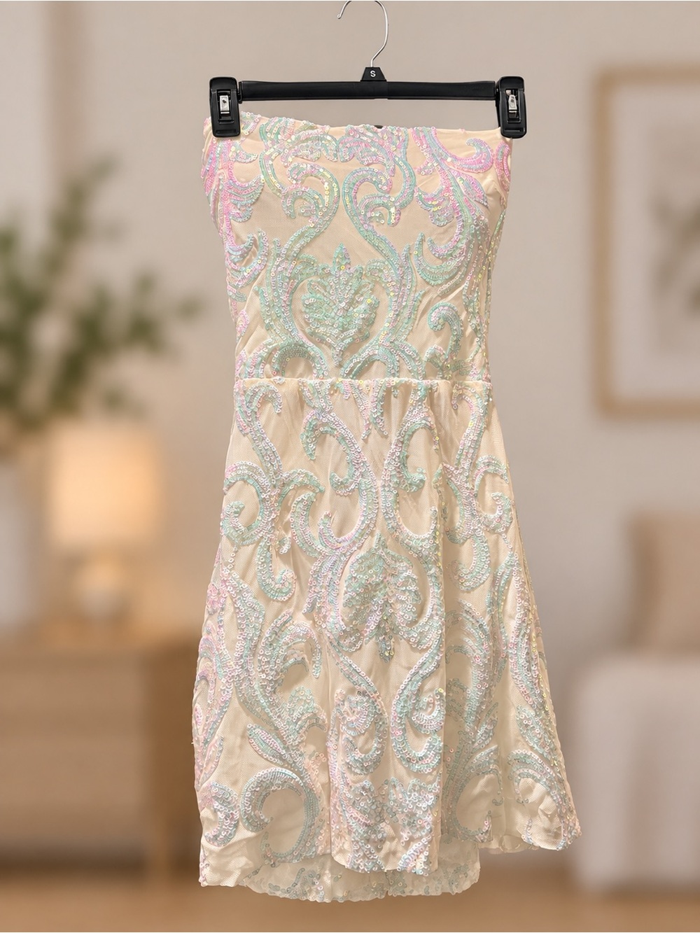 Girls Cream Sequin Party Dress